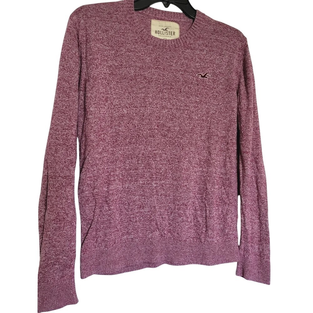 Hollister Men's Heather Pink Crewneck Cotton Knit Preppy Pullover Sweater Medium
